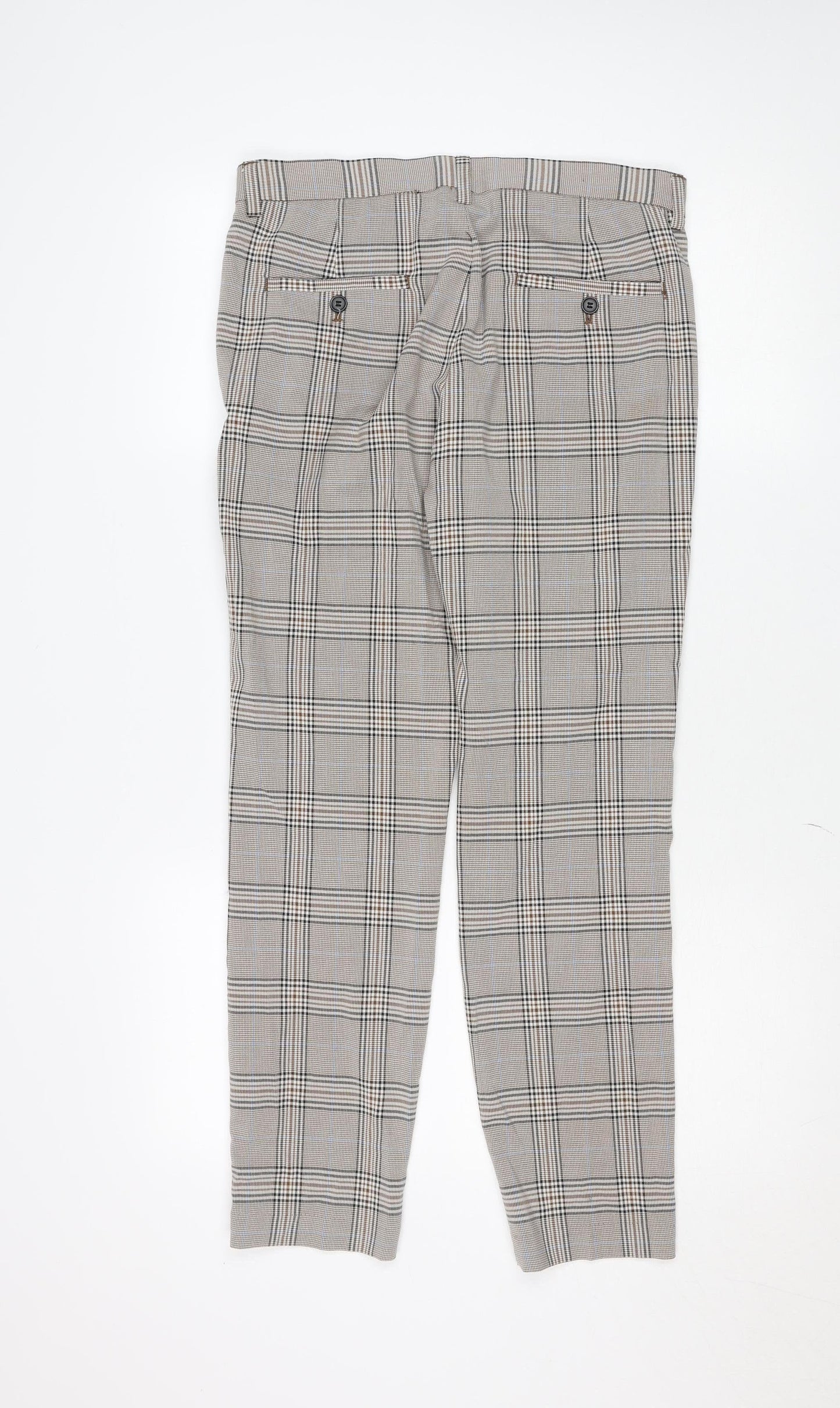 H&M Women’s Brown Plaid Skinny Chino Trousers Size 29