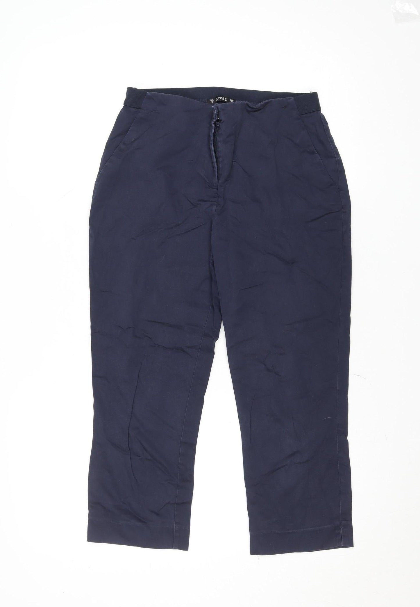 Dunnes Women Navy Blue Chino Trousers Size 10 Cotton Blend