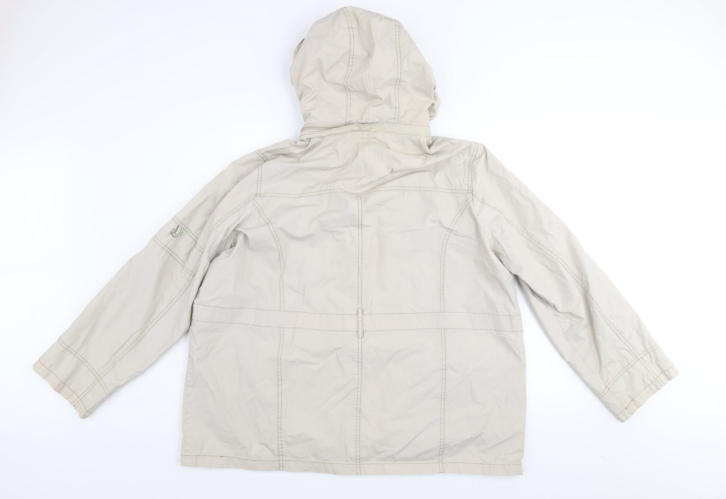 bm casual Women Beige Cotton Hooded Parka Jacket Size L