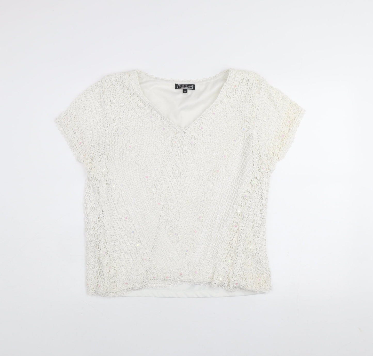 Debenhams Classics Women's Ivory Crochet Sequin Blouse Size 20