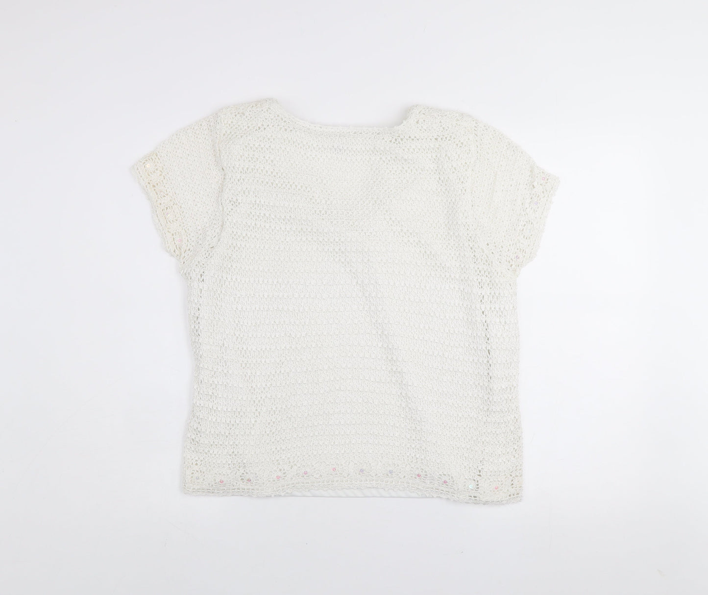 Debenhams Classics Women's Ivory Crochet Sequin Blouse Size 20