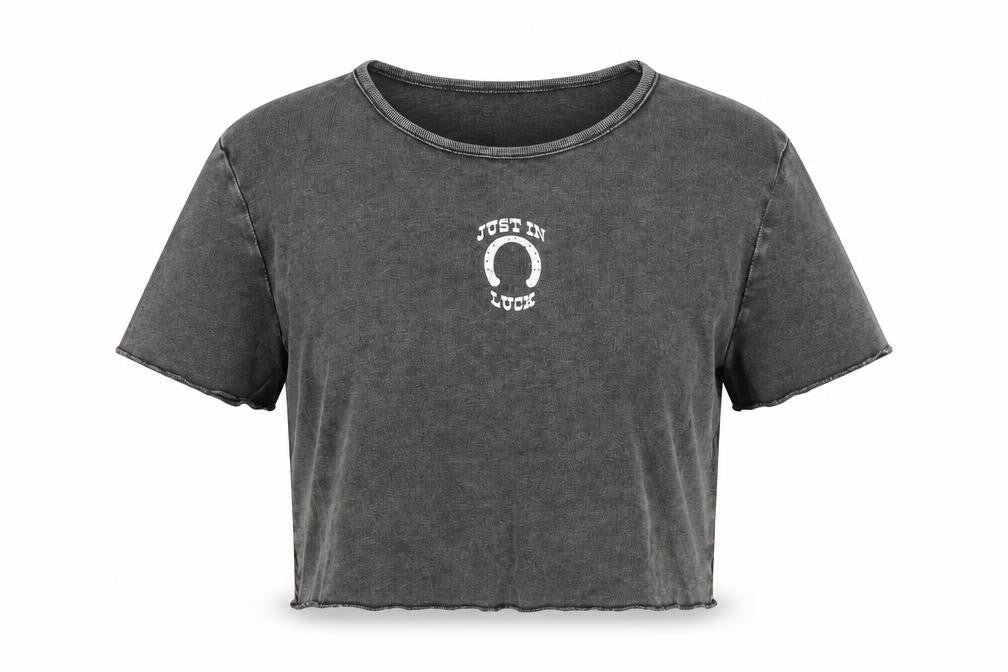 H&M Divided Womens Grey Cropped T-Shirt L Short Sleeve Casual 100% Cotton