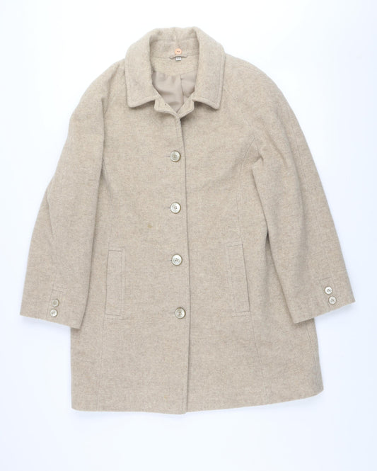 Bonmarché Women’s Beige Wool Blend Mid-Length Coat Size 12