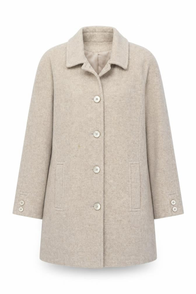 Bonmarché Women’s Beige Wool Blend Mid-Length Coat Size 12