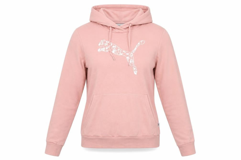 Puma Women Pink Pullover Hoodie Small Cotton Blend Logo Print