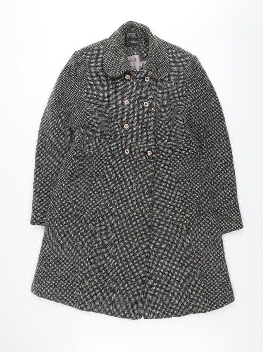 Debenhams Collection Women's Grey Wool Blend Double-Breasted Coat Size 12