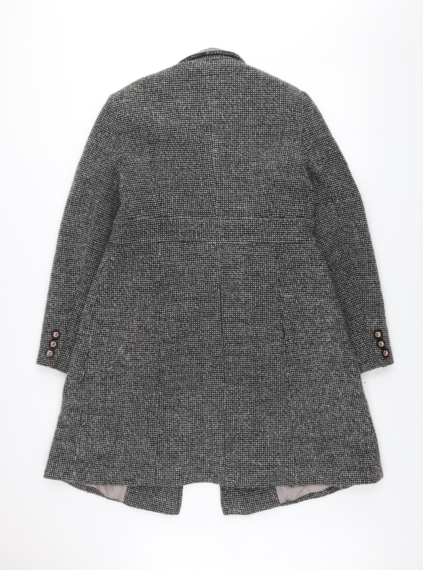 Debenhams Collection Women's Grey Wool Blend Double-Breasted Coat Size 12