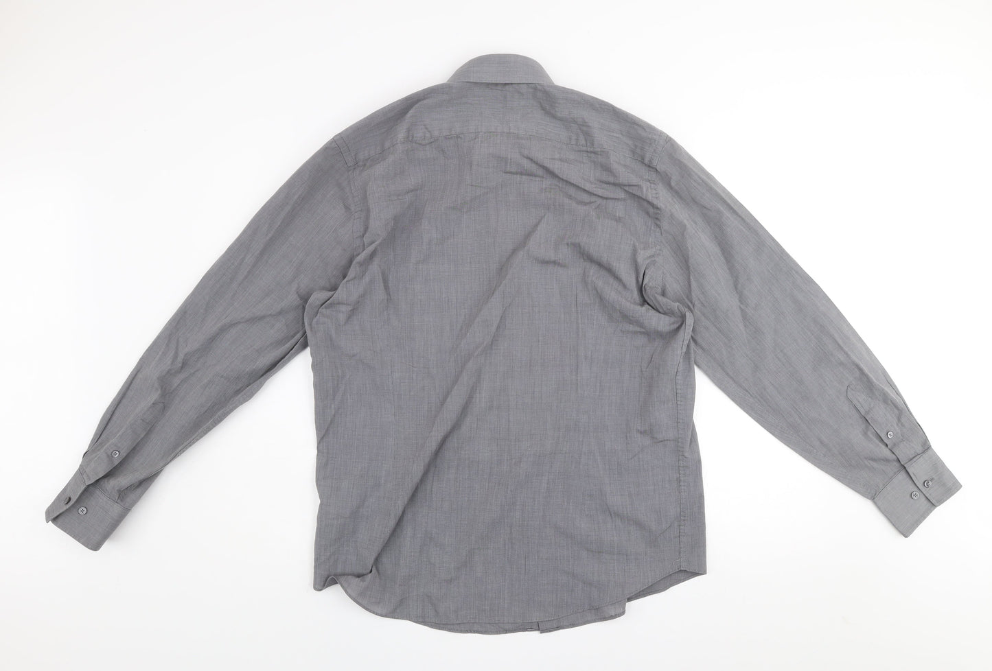 Debenhams Men’s Grey Tailored Fit Long Sleeve Button-Up Shirt Size 16