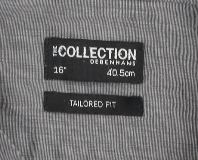 Debenhams Men’s Grey Tailored Fit Long Sleeve Button-Up Shirt Size 16