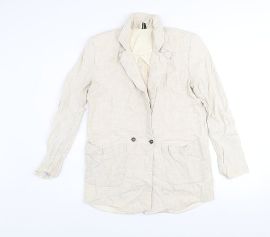 Topshop Women’s Beige Linen Blazer Jacket UK 8 Classic Style
