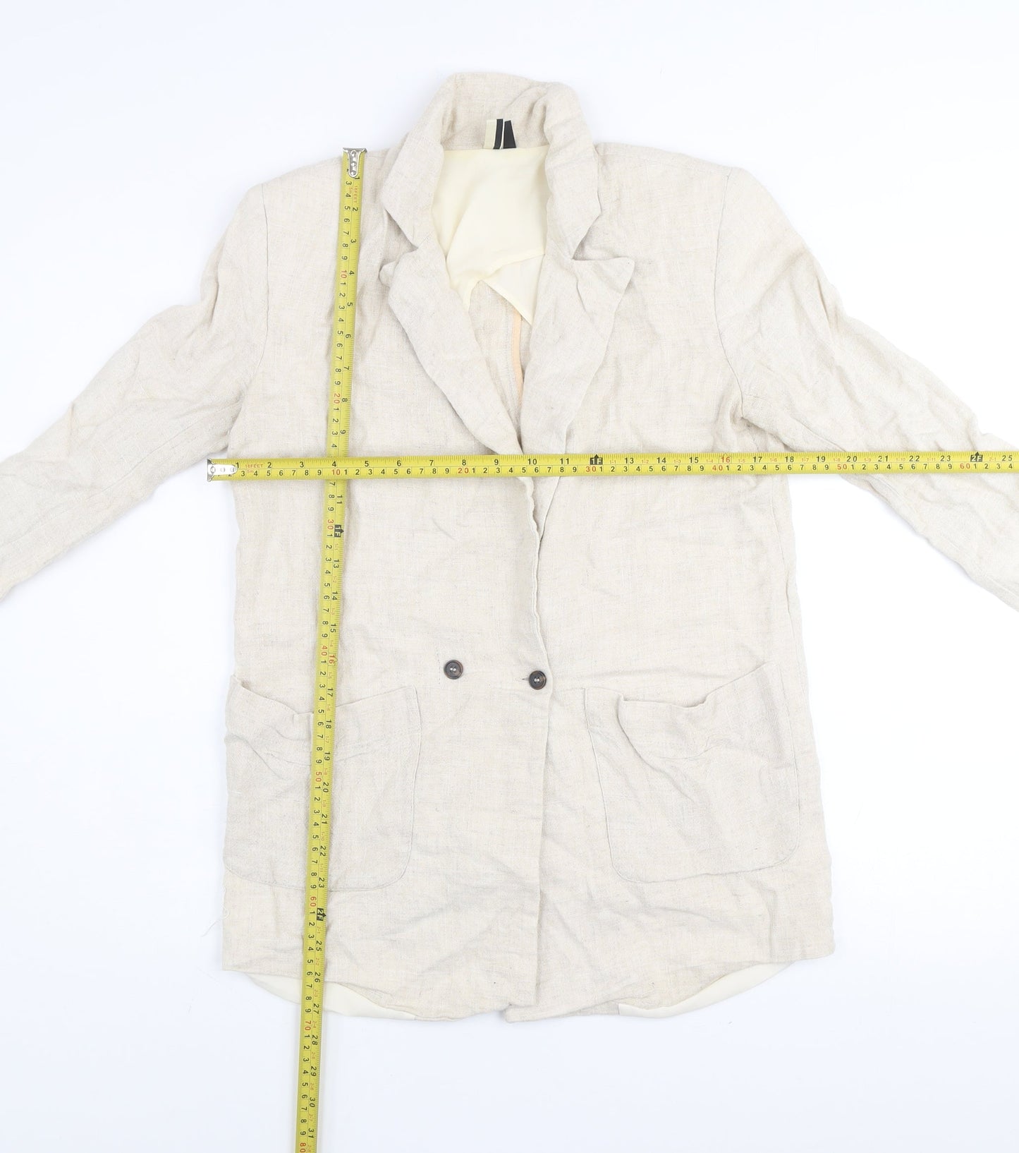 Topshop Women’s Beige Linen Blazer Jacket UK 8 Classic Style