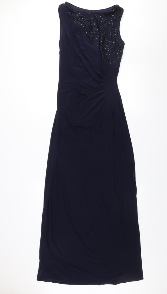 R&M Richards Women's Blue Sleeveless Sheath Long Dress Size 8