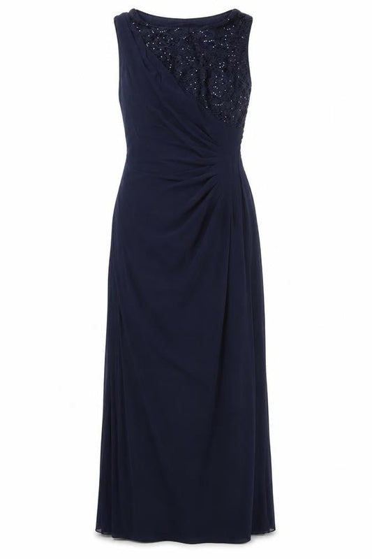R&M Richards Women's Blue Sleeveless Sheath Long Dress Size 8