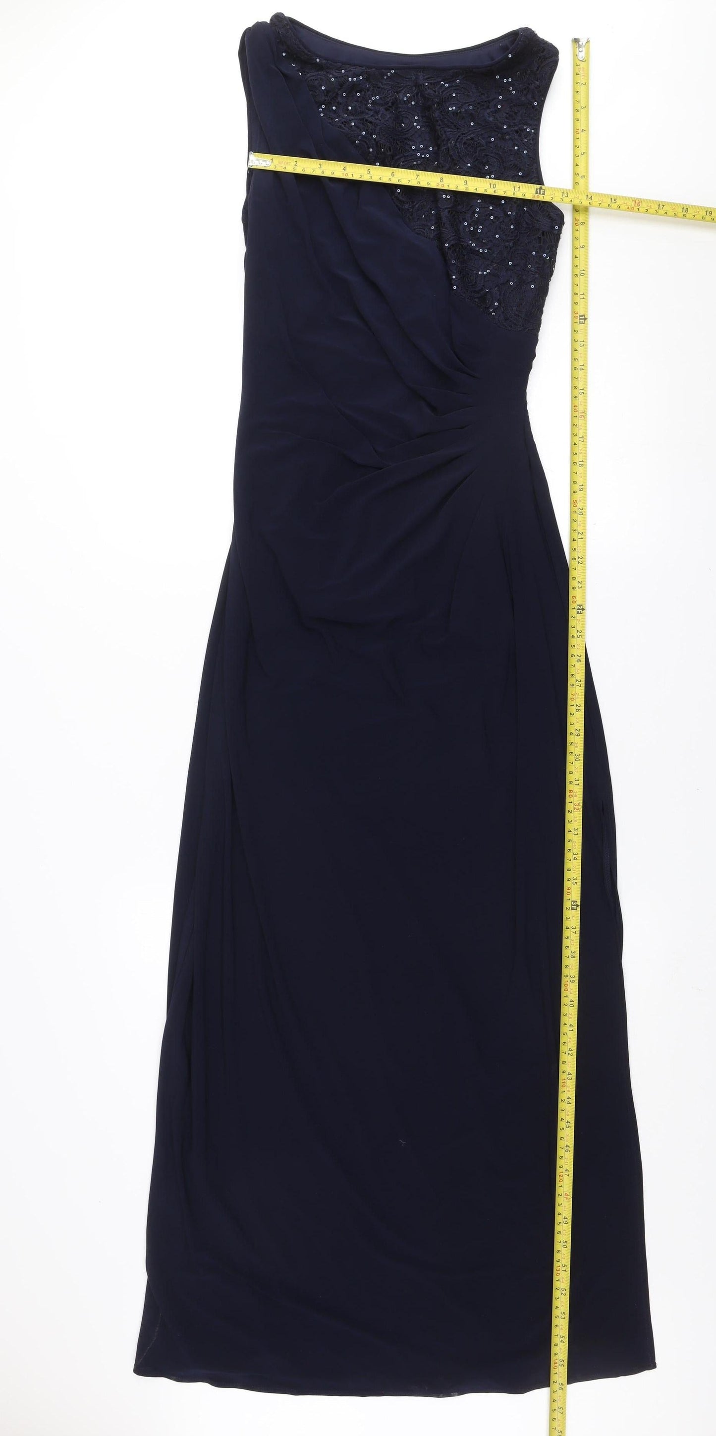 R&M Richards Women's Blue Sleeveless Sheath Long Dress Size 8
