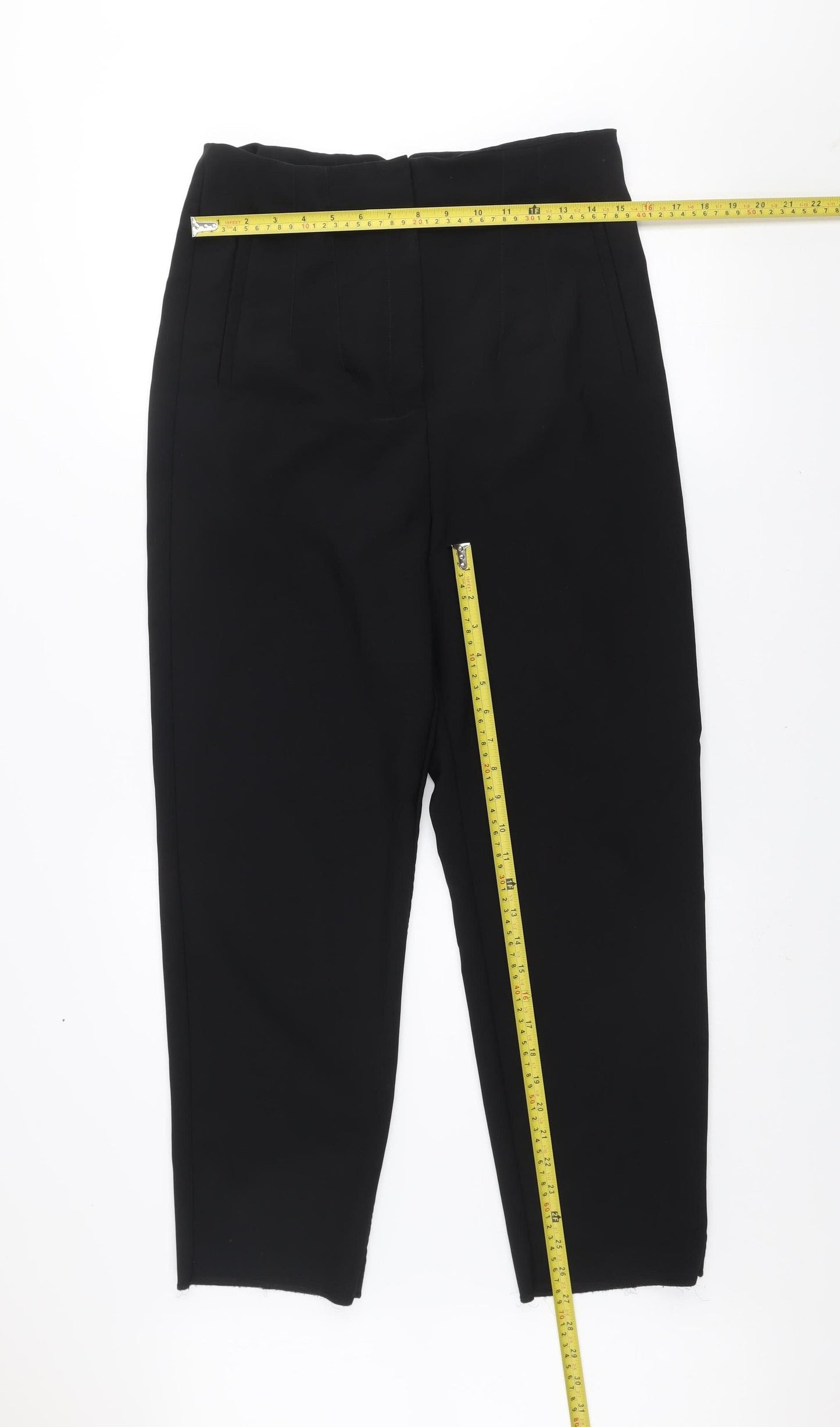 Savida Women Black Size 14 Straight Leg Trousers Polyester Blend
