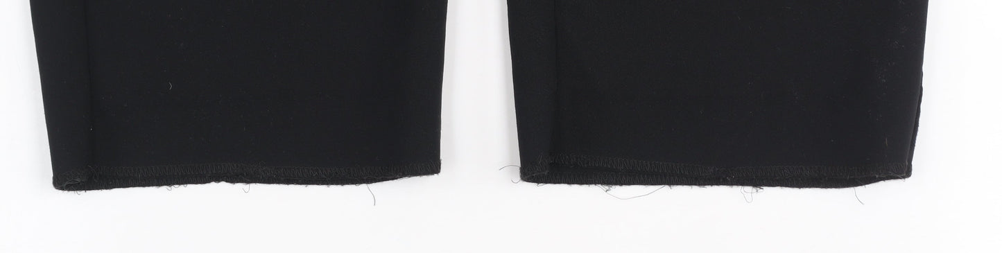 Savida Women Black Size 14 Straight Leg Trousers Polyester Blend