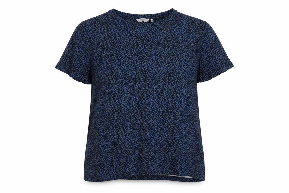 b.young Women Blue & Black Animal Print Viscose T-Shirt XL