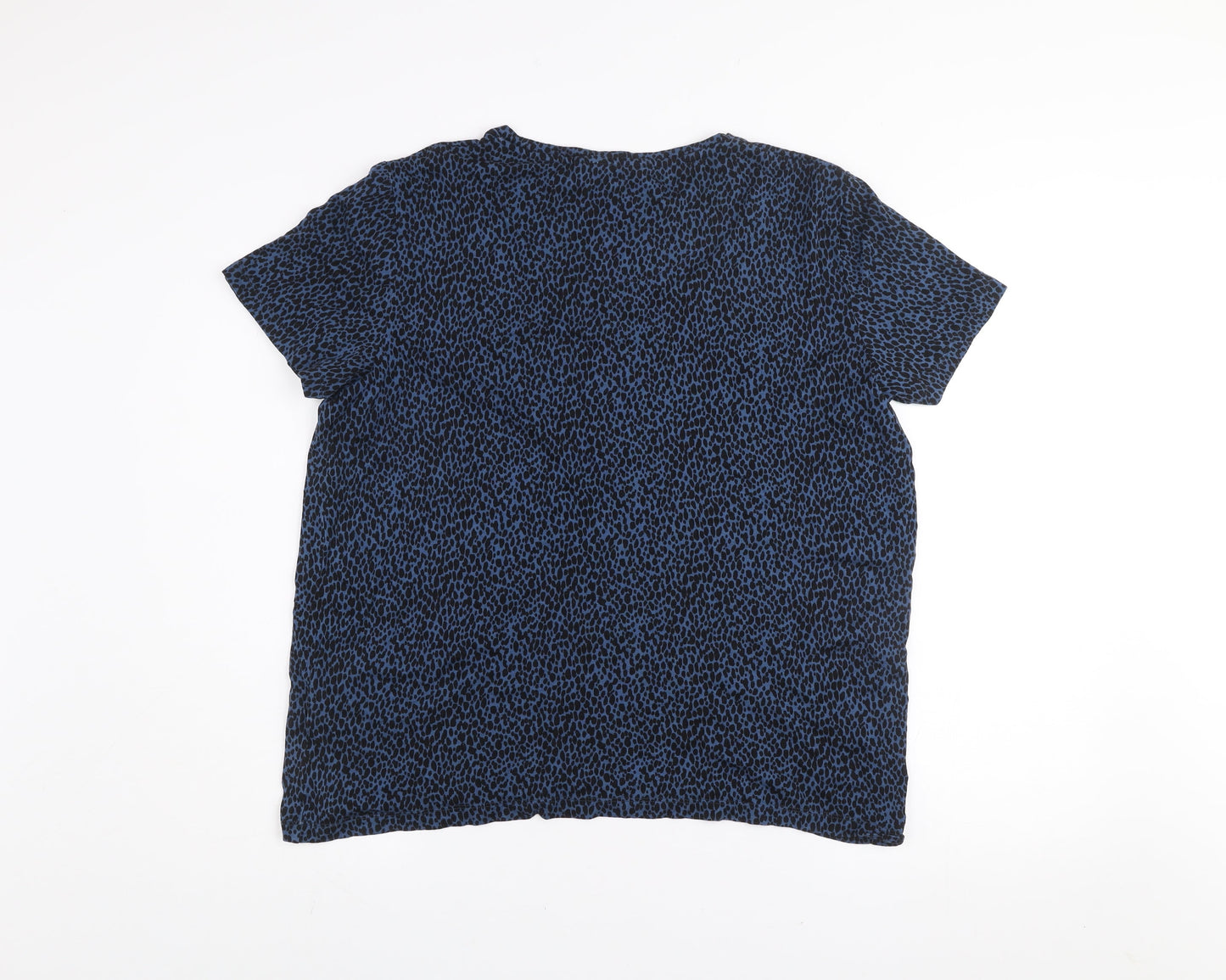 b.young Women Blue & Black Animal Print Viscose T-Shirt XL