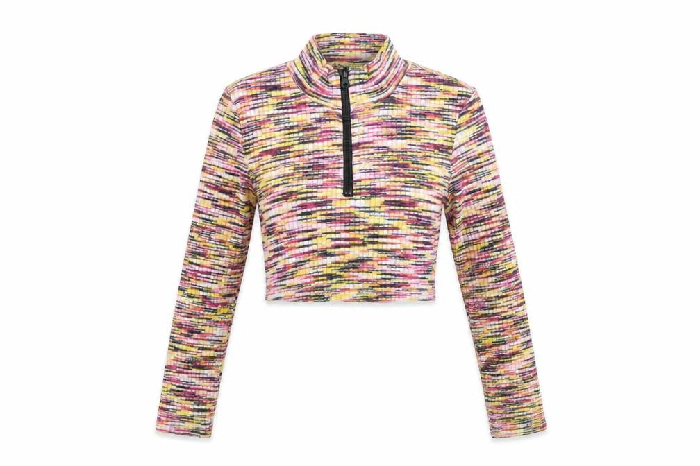 H&M Divided Women’s Multicoloured Cropped Long Sleeve Zip T-Shirt Size S