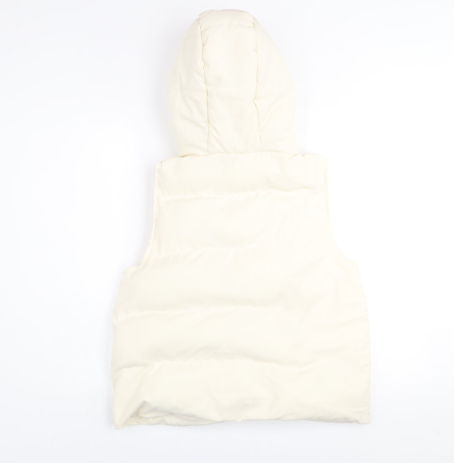 WHITE ICY Women Ivory Hooded Puffer Gilet Waistcoat Size M