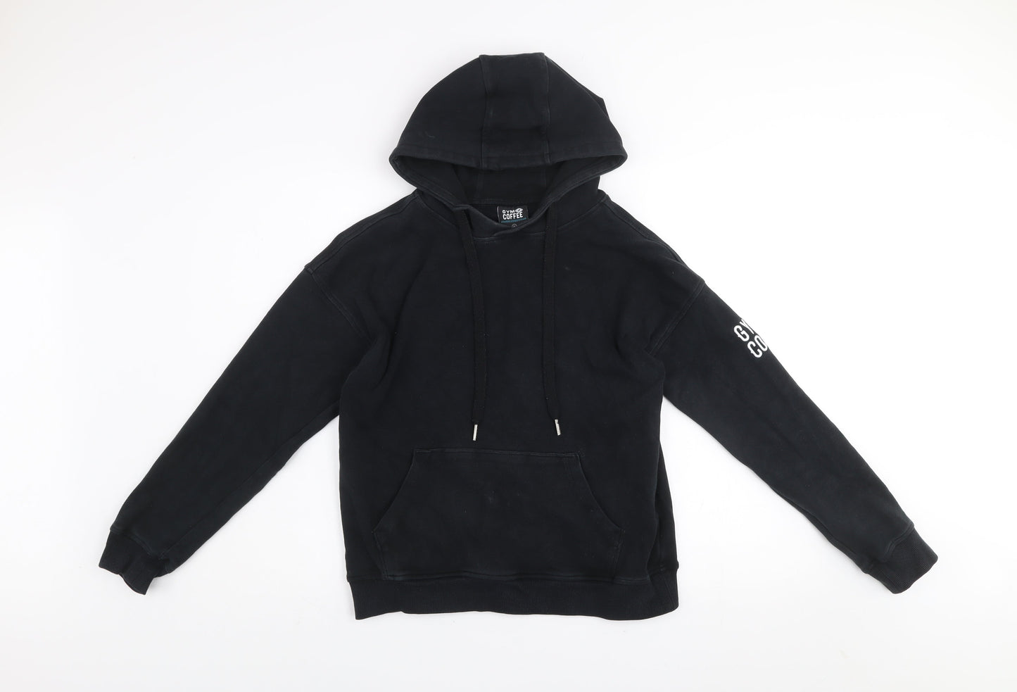 Gym+Coffee Women's Black Hoodie Medium Pullover Cotton Athleisure
