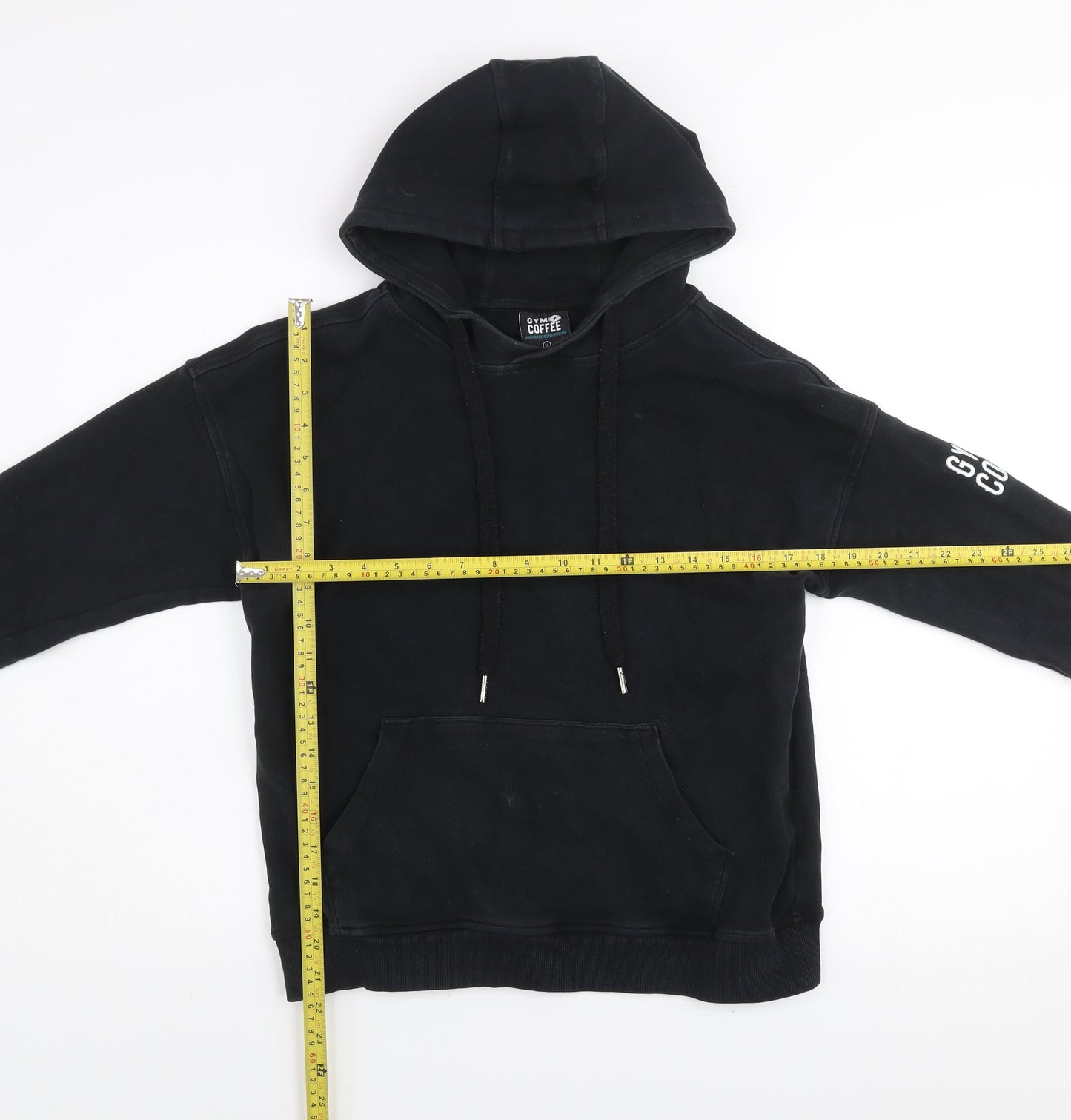 Gym+Coffee Women's Black Hoodie Medium Pullover Cotton Athleisure