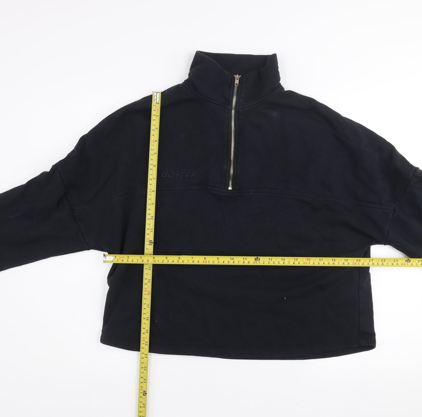 Bo+Tee Women's Black 1/2 Zip Pullover Sweatshirt Size M Cotton Blend