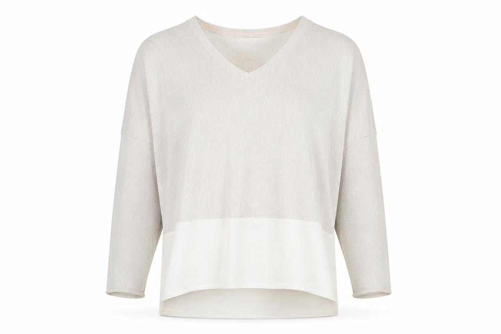 Zara Women Beige V-Neck Relaxed Knit Pullover Jumper Size M