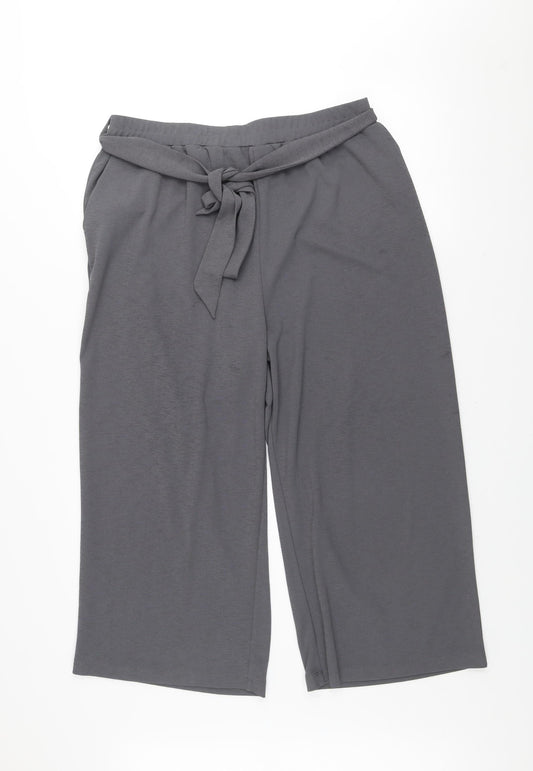 Gallery Women’s Grey Paperbag Wide-Leg Trousers Size L