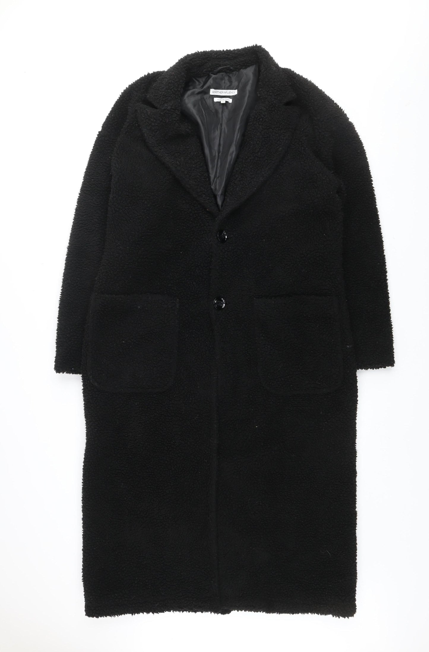 Another Influence Women's Black Long Fleece Overcoat Size M
