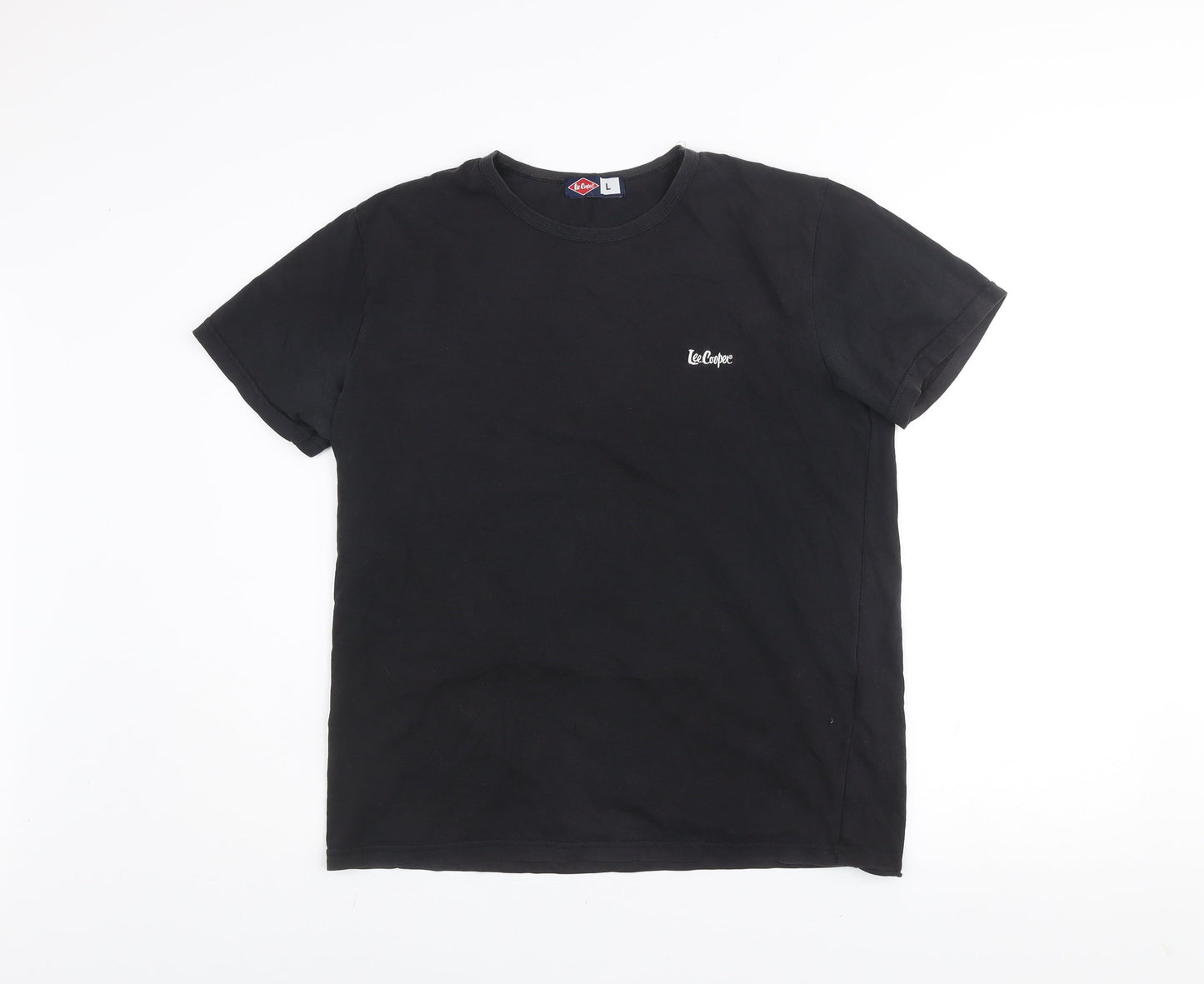 Lee Cooper Men's Black Crew Neck Cotton Blend T-Shirt Size L