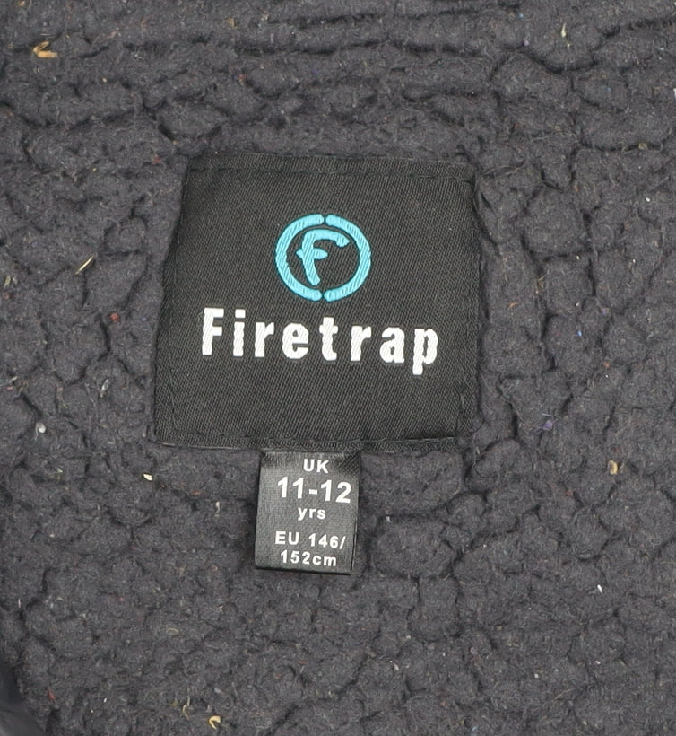 Firetrap Boys Black Hooded Puffer Jacket 11-12 Years Winter Coat