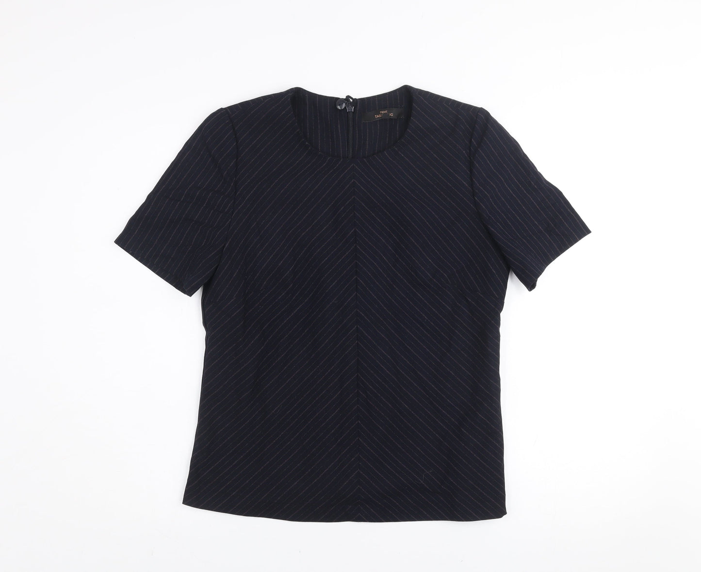 Next Women’s Black Pinstripe Short Sleeve Blouse Size 12