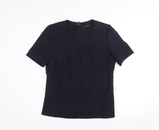 Next Women’s Black Pinstripe Short Sleeve Blouse Size 12