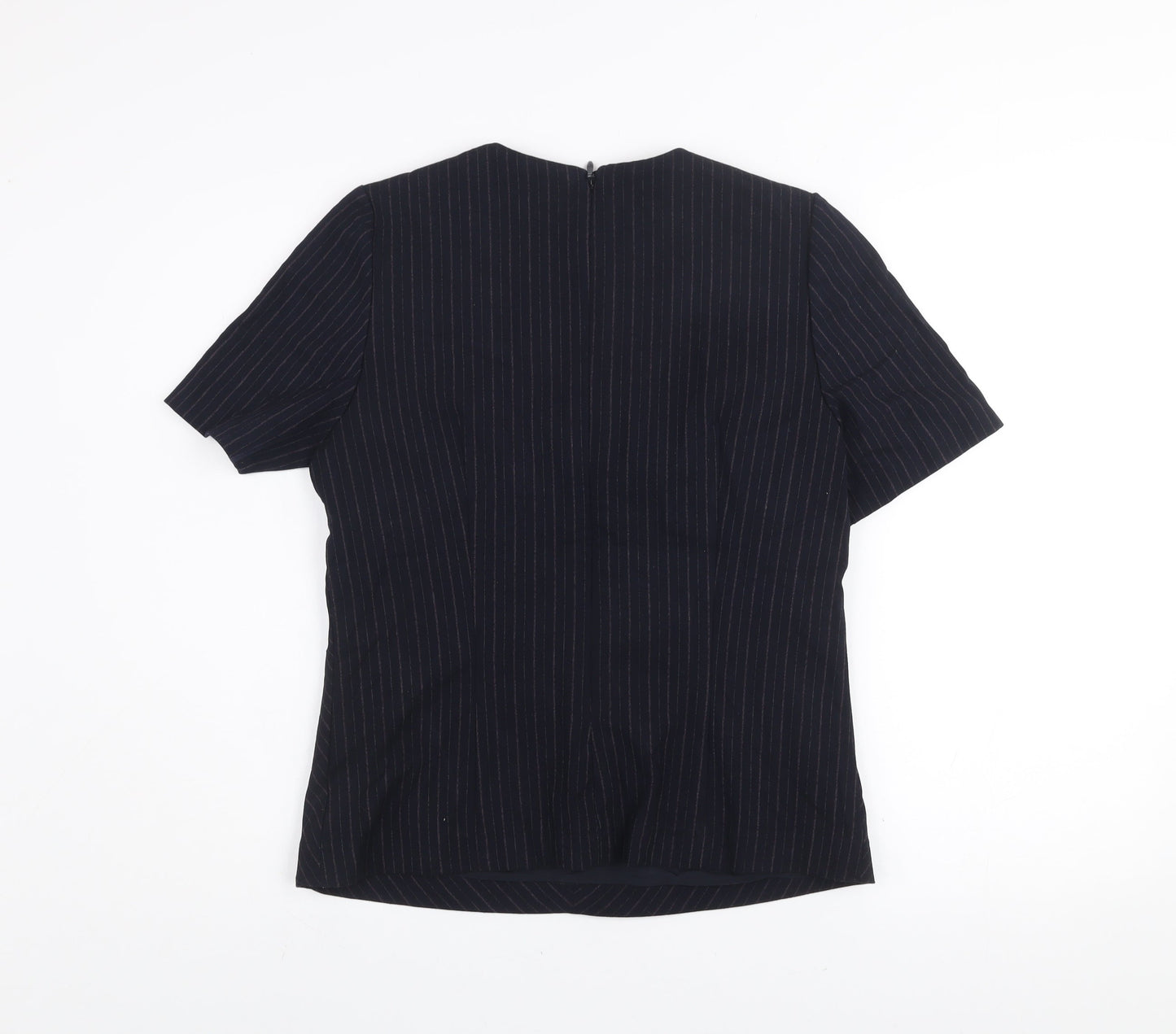 Next Women’s Black Pinstripe Short Sleeve Blouse Size 12