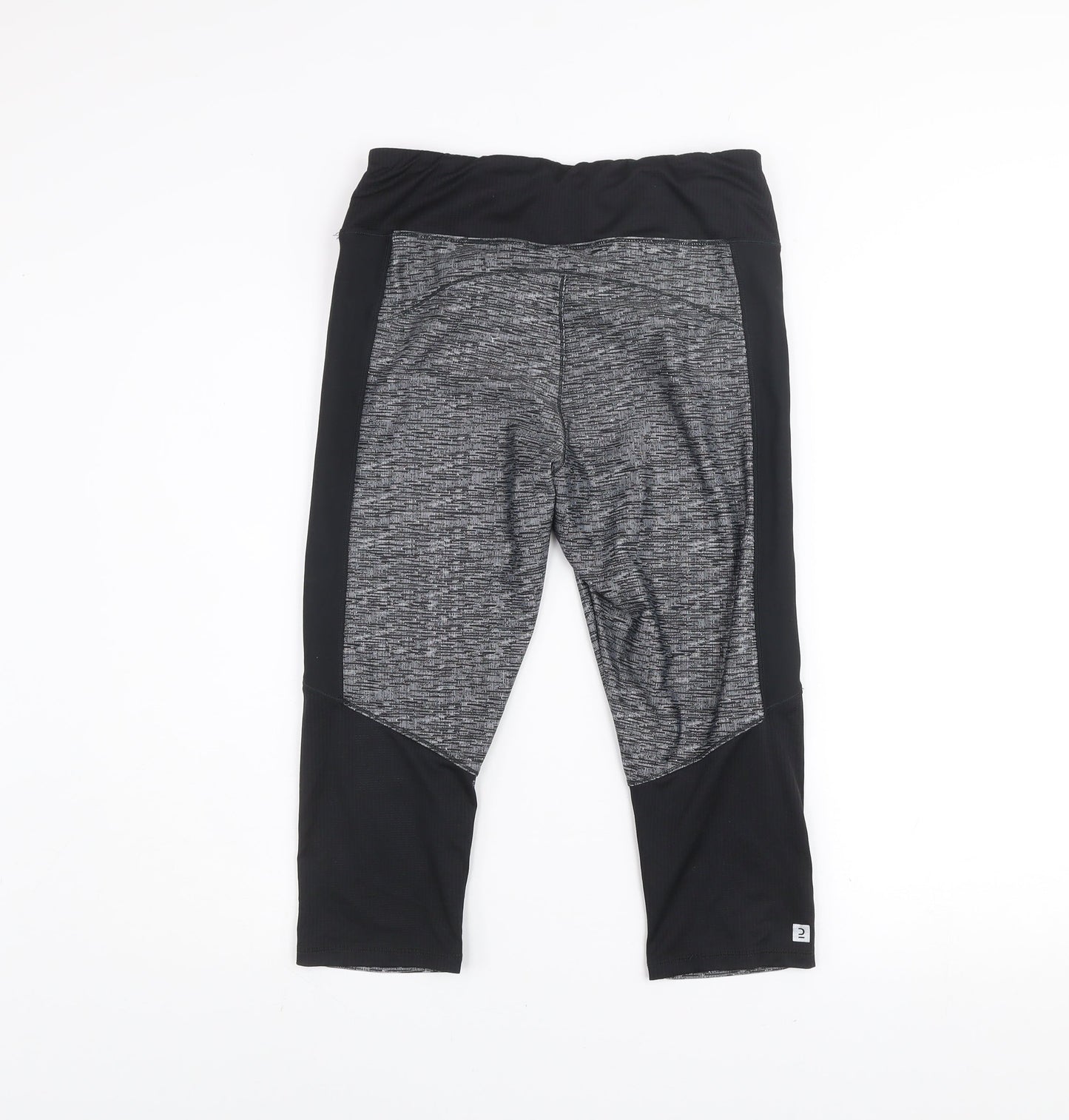 Decathlon Women's Grey Capri Leggings L Slim Fit Stretch Sportswear