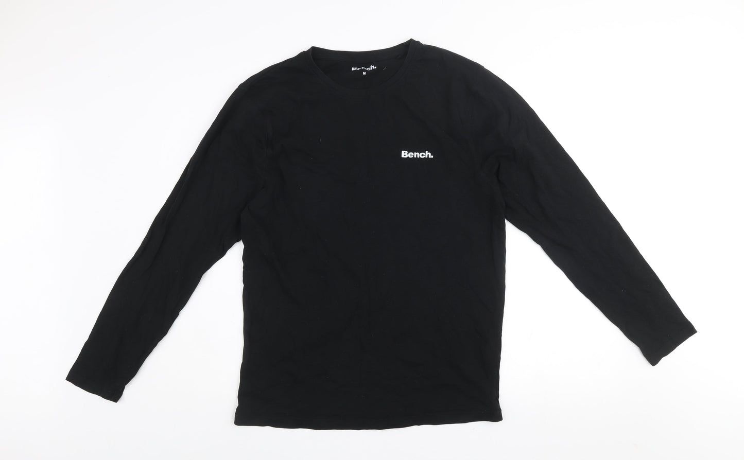 Bench Men Black Long Sleeve Cotton Crew Neck Top Size M