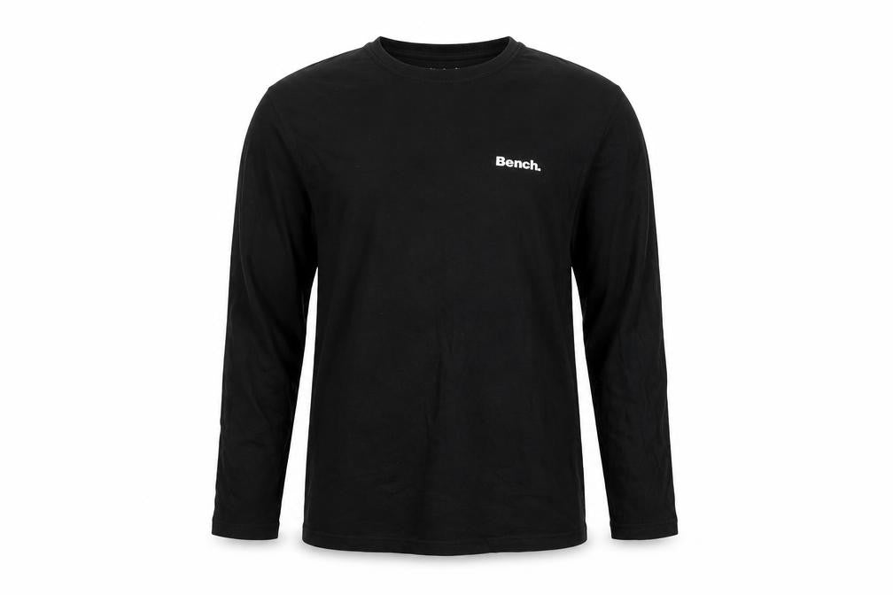 Bench Men Black Long Sleeve Cotton Crew Neck Top Size M