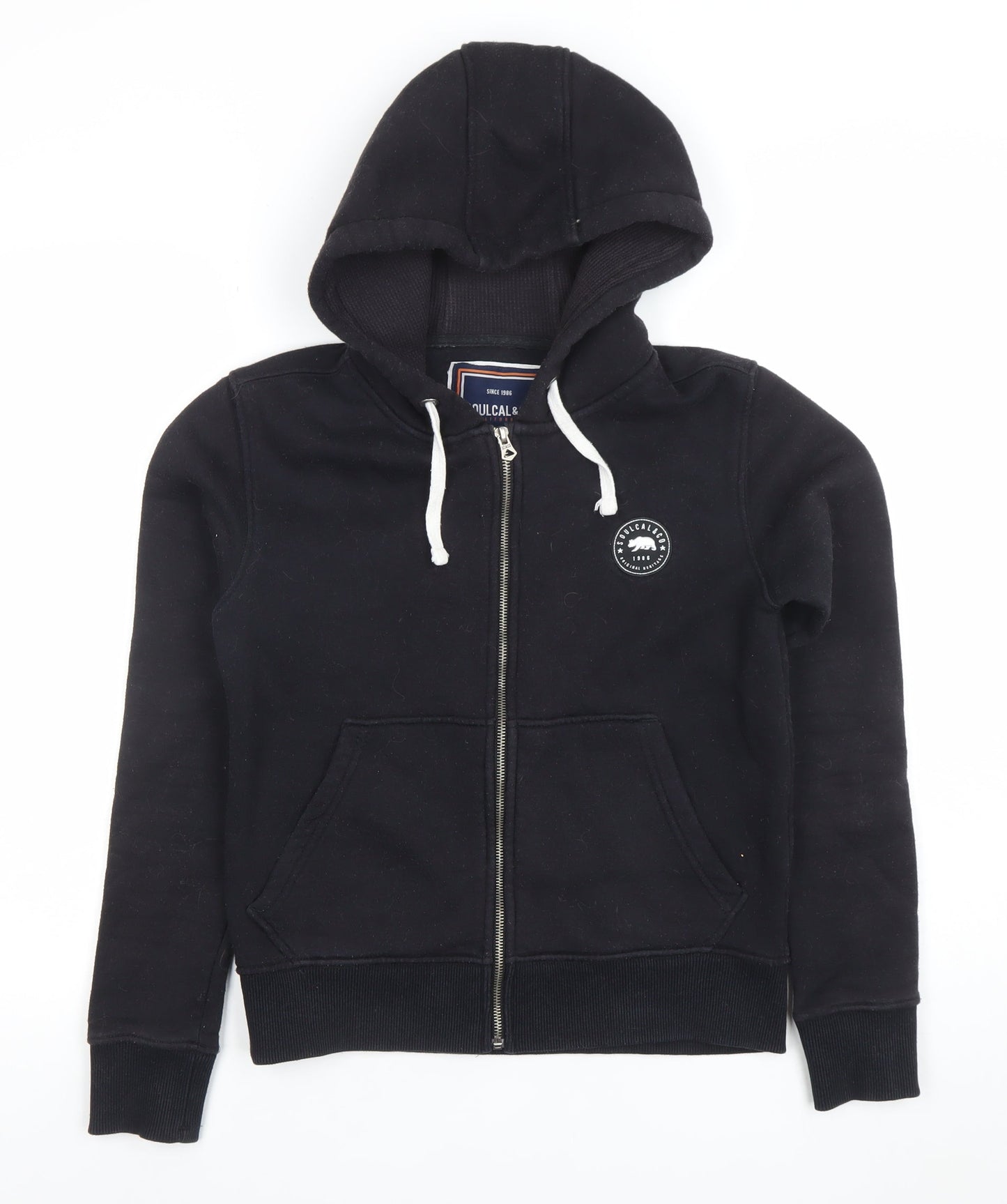 SoulCal & Co Black Full Zip Hoodie Women UK 8 Cotton Blend