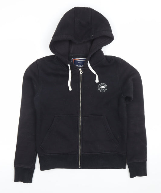 SoulCal & Co Black Full Zip Hoodie Women UK 8 Cotton Blend