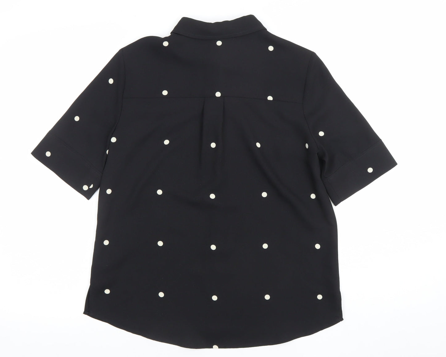 Next Women's Black Polka Dot Short Sleeve Button-Up Blouse UK 10
