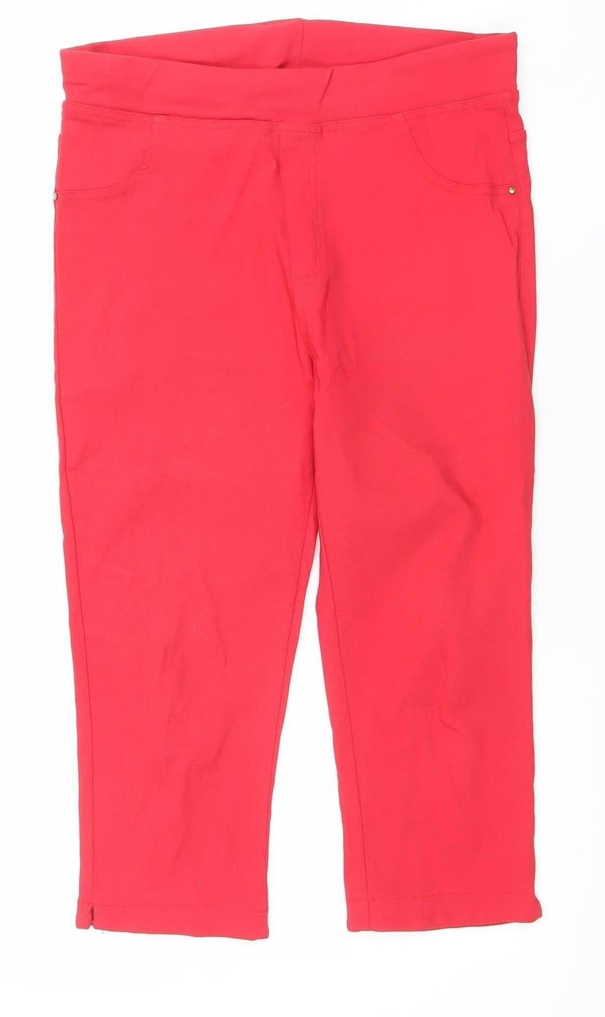 Christy Women's Red Cotton Blend Jeggings Size M Stretch Slim Fit Trousers