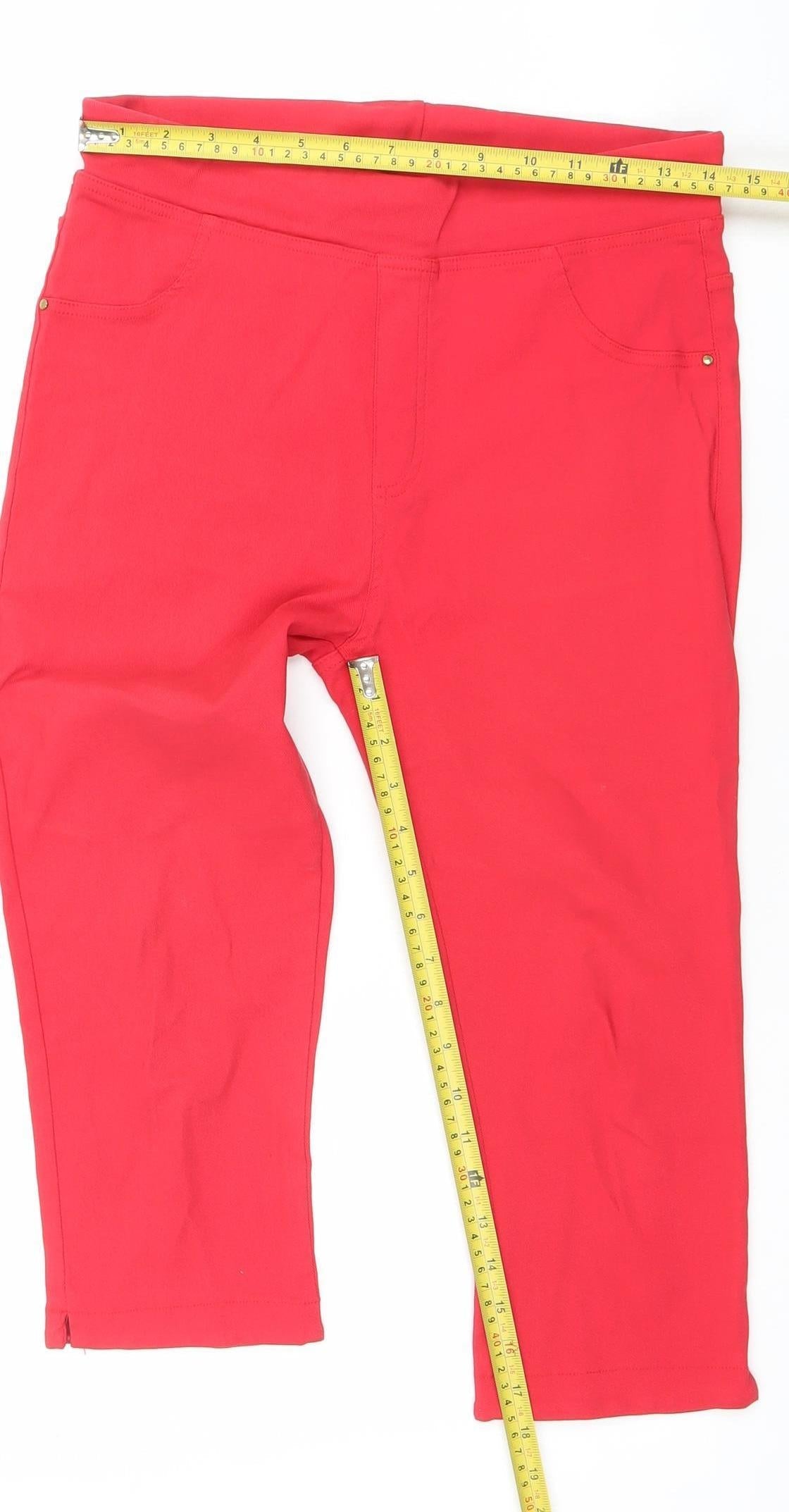 Christy Women's Red Cotton Blend Jeggings Size M Stretch Slim Fit Trousers
