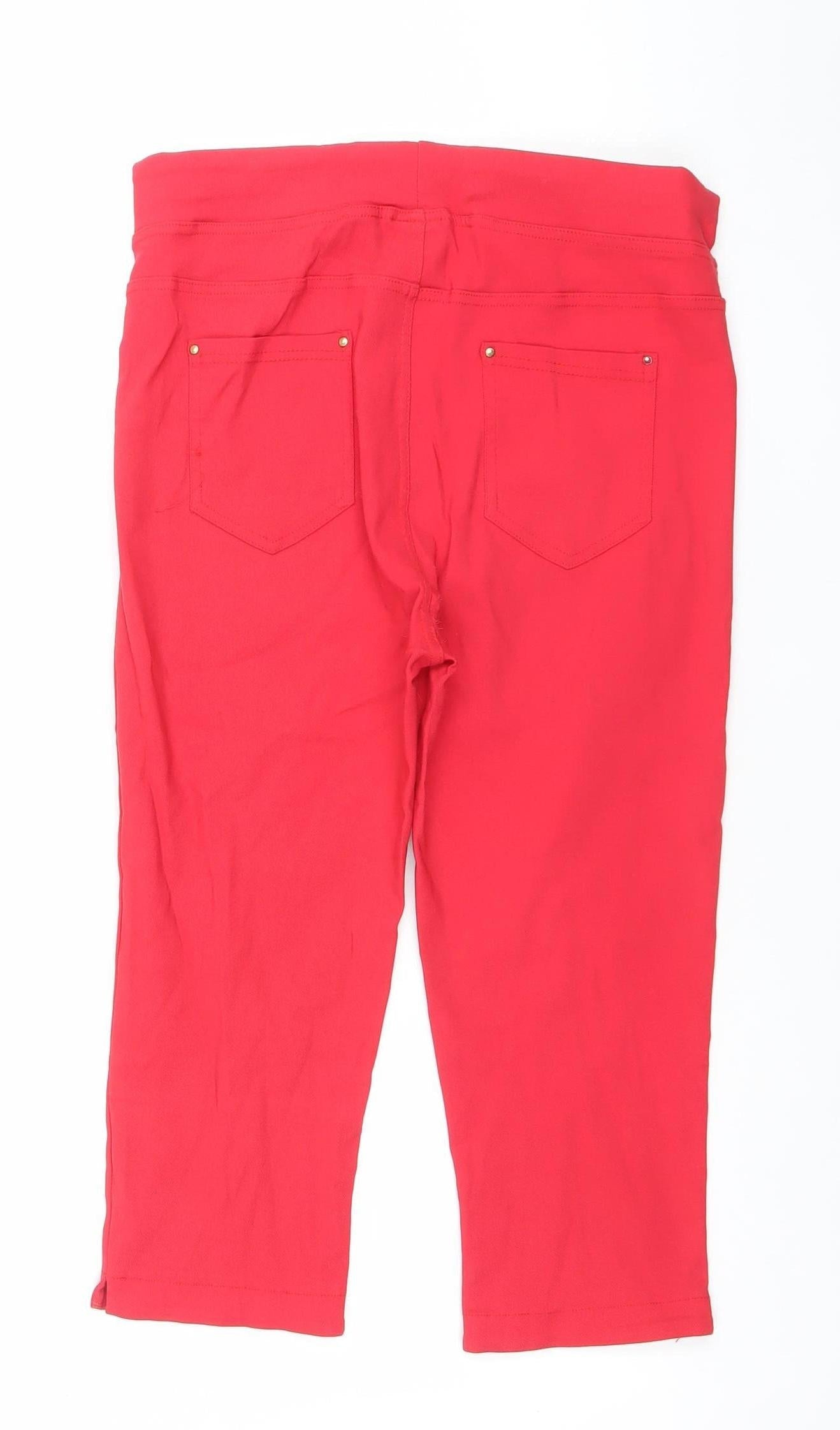 Christy Women's Red Cotton Blend Jeggings Size M Stretch Slim Fit Trousers