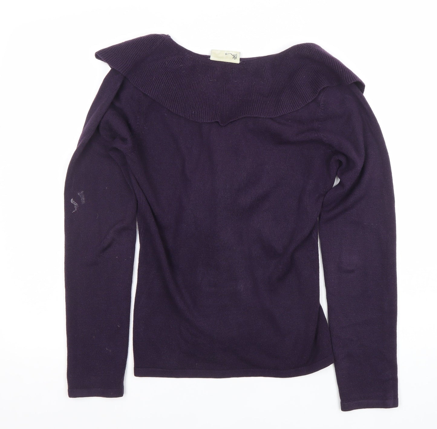 BHS Women's Purple Ruffle V-Neck Cardigan Jumper Size 10