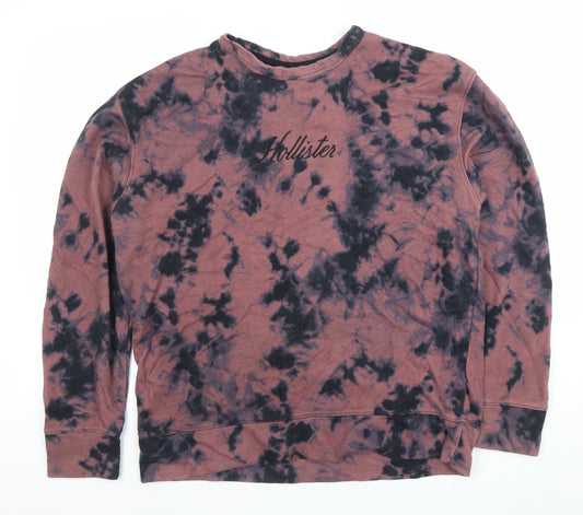 Hollister Men's Brown Tie-Dye Logo Crew Neck Sweatshirt Size L