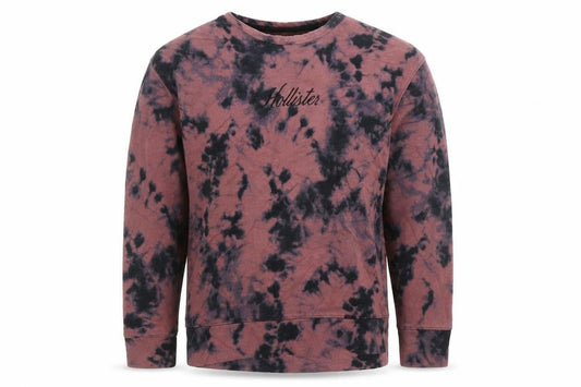 Hollister Men's Brown Tie-Dye Logo Crew Neck Sweatshirt Size L
