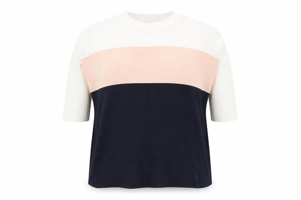 Only Womens XL Colourblock Knit Jumper White Pink Navy Casual Top