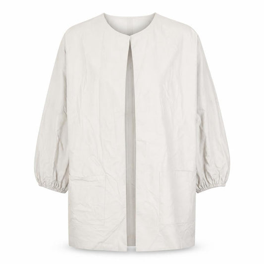 Zara Women White Faux Leather Long Open Overcoat Size S