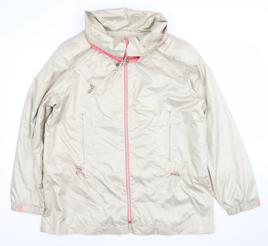 Franztex Womens Beige Hooded Rain Coat Jacket L Lightweight